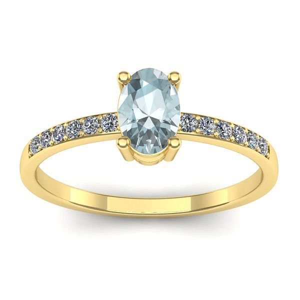 Inel cu aquamarin oval