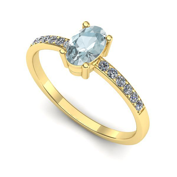 Inel din aur galben cu aquamarin