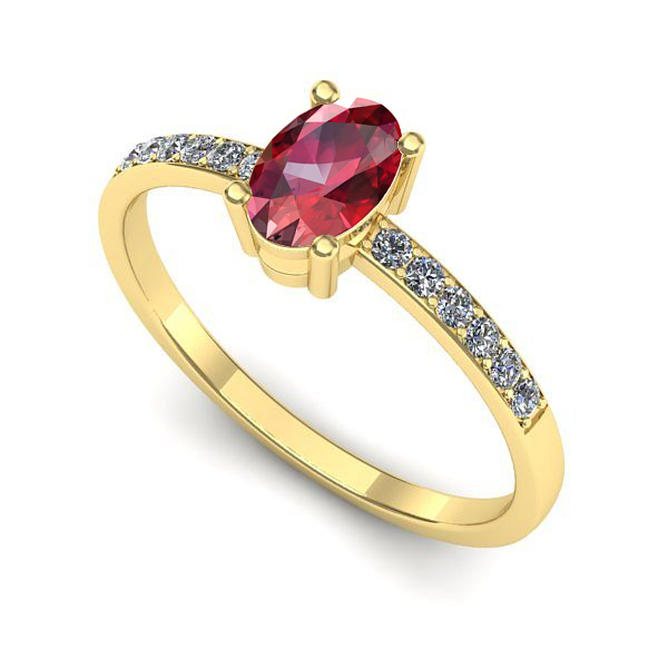 Inel logodna din aur galben cu rubin