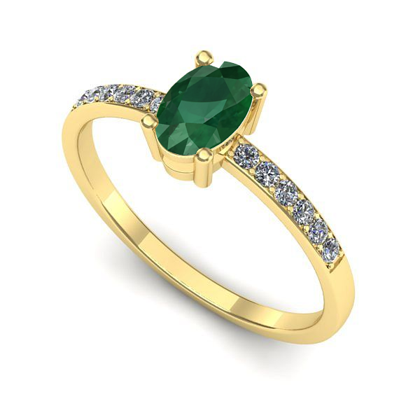 Inel de logodna din aur galben cu smarald