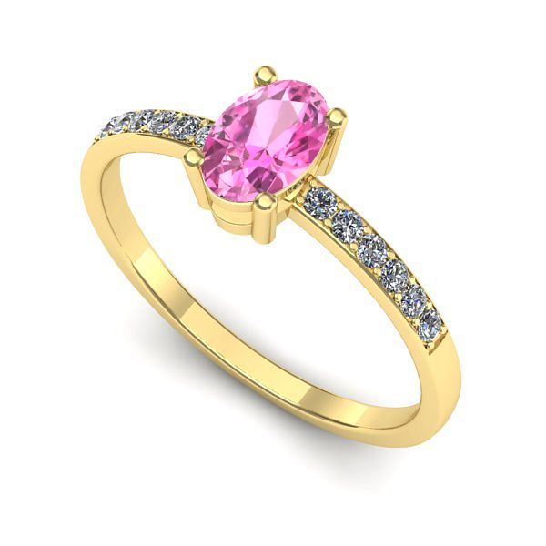 Inel de logodna din aur galben cu safir roz
