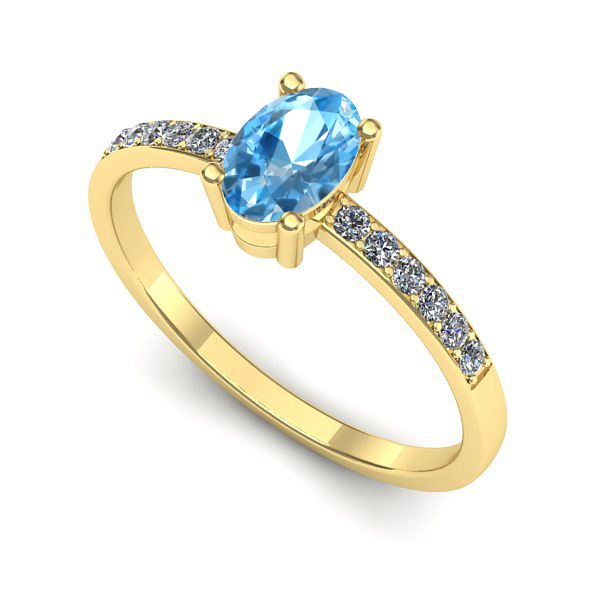 Inel de logodna din aur galben cu topaz blue