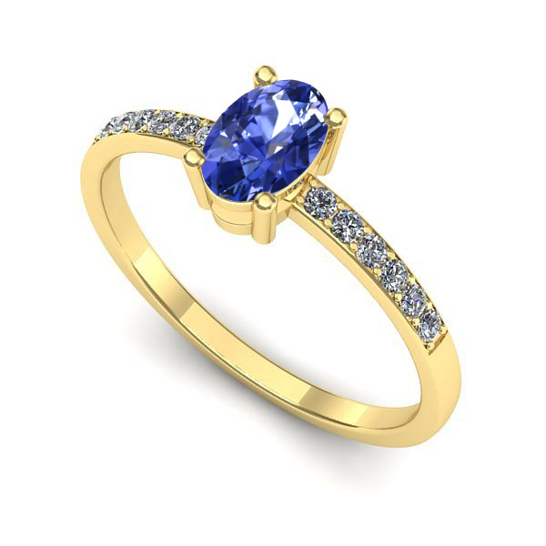 Inel logodna din aur galben cu tanzanit
