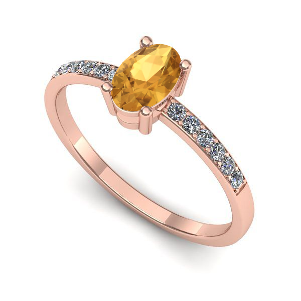 Inel de logodna din aur roz cu citrin