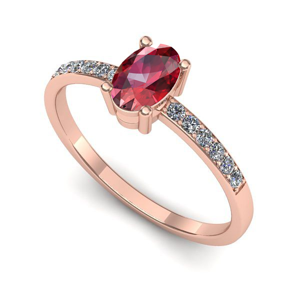 Inel logodna din aur roz cu rubin