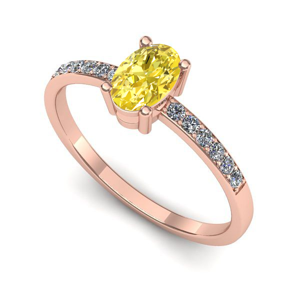 Inel din aur roz cu safir galben