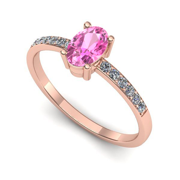 Inel de logodna din aur roz cu safir roz