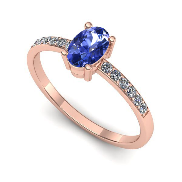 Inel logodna din aur roz cu tanzanit