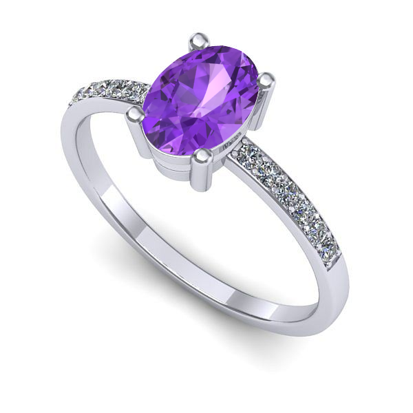 Inel din aur alb cu ametist