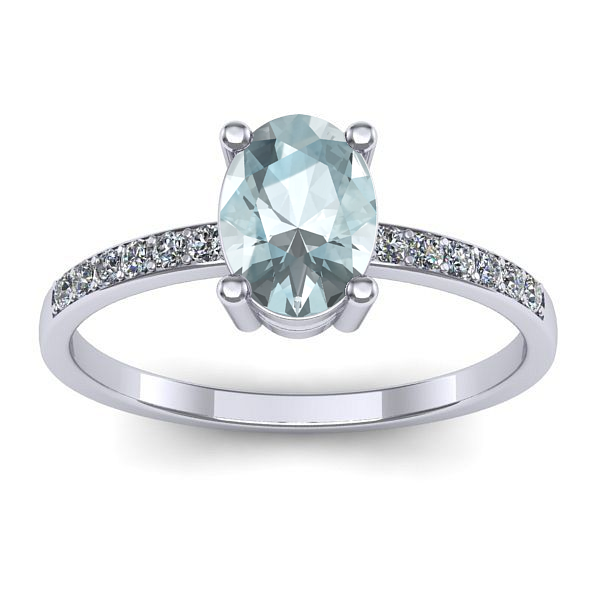Inel de logodna cu aquamarin oval