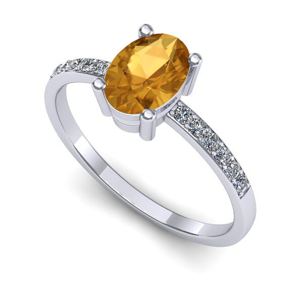 Inel logodna din aur alb cu citrin