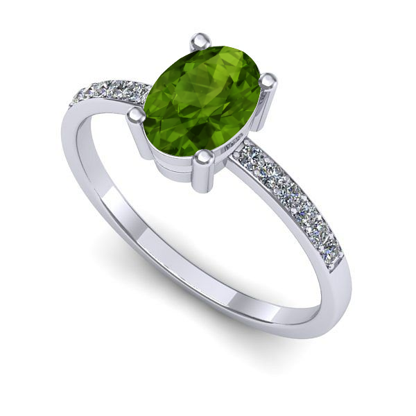 Inel din aur alb cu peridot