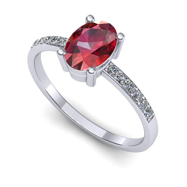 Inel din aur alb cu rubin