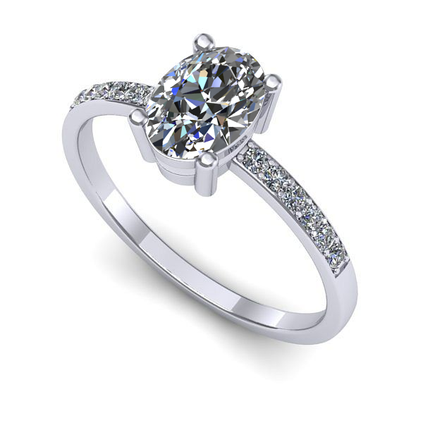 Inel din aur alb cu diamant de laborator