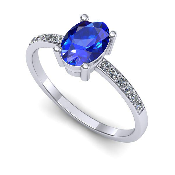 Inel logodna din aur alb cu safir