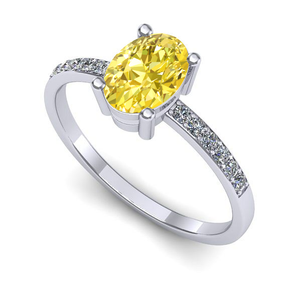 Inel logodna din aur alb cu safir galben