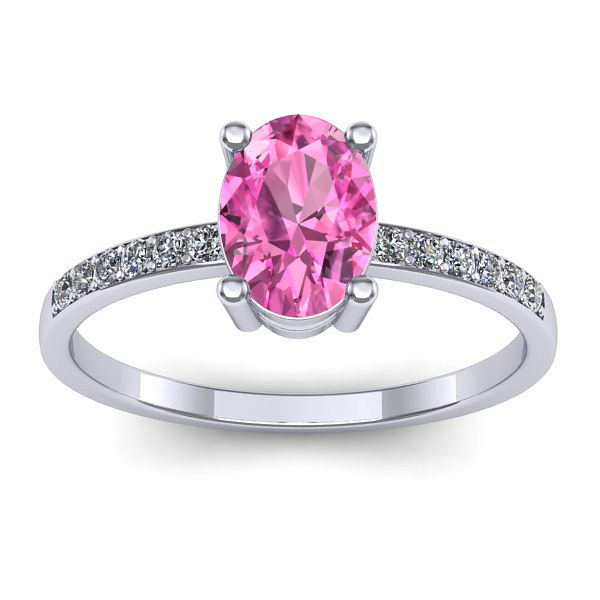 Inel de logodna cu safir roz oval