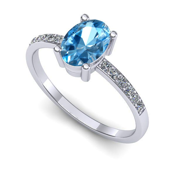 Inel din aur alb cu topaz blue