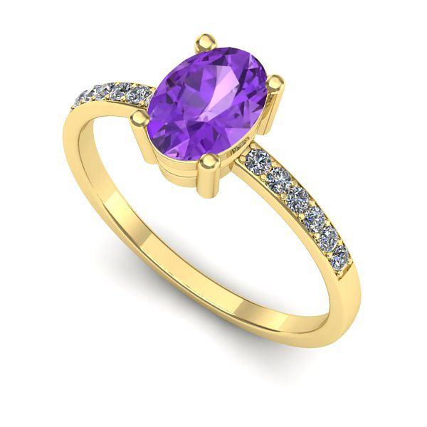 Inel de logodna din aur galben cu ametist