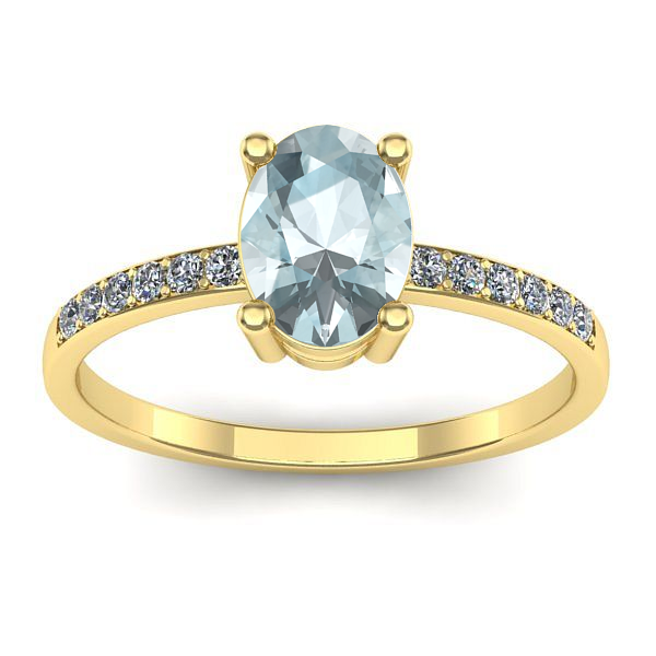 Inel logodna cu aquamarin oval