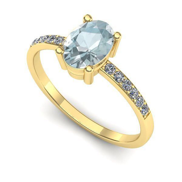 Inel din aur galben cu aquamarin