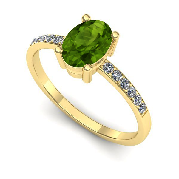 Inel logodna din aur galben cu peridot