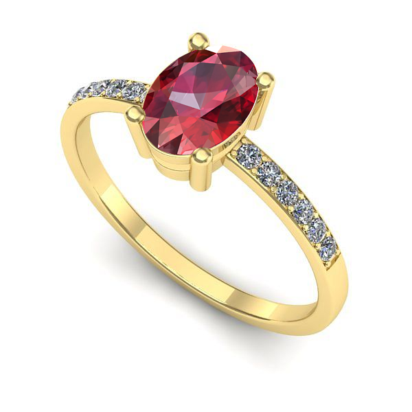 Inel logodna din aur galben cu rubin