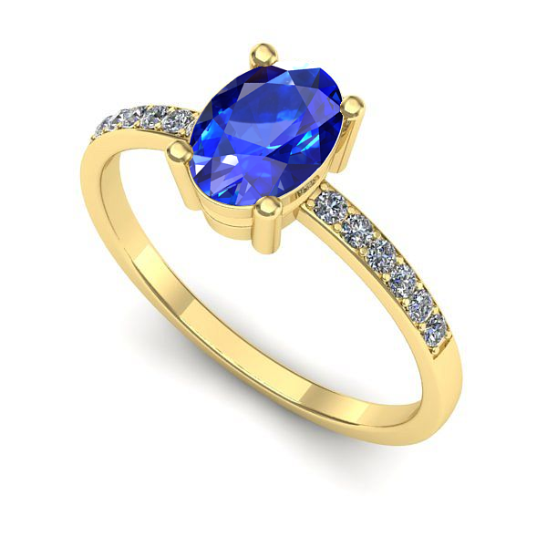 Inel logodna din aur galben cu safir