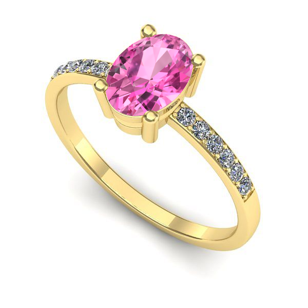 Inel de logodna din aur galben cu safir roz