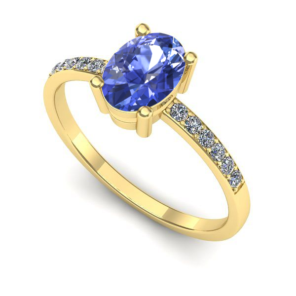 Inel de logodna din aur galben cu tanzanit