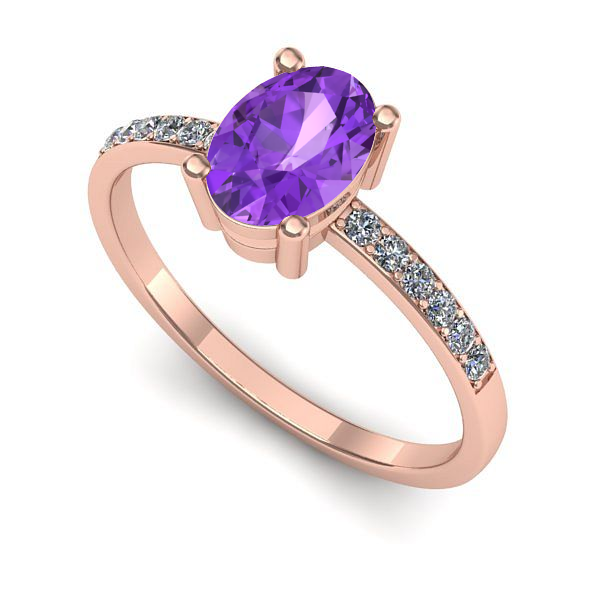 Inel din aur roz cu ametist