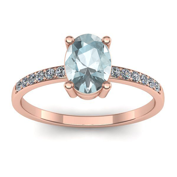 Inel logodna cu aquamarin oval