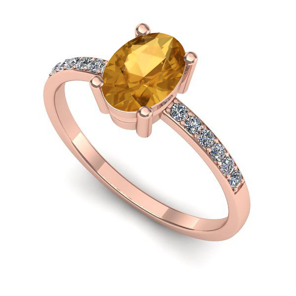 Inel din aur roz cu citrin