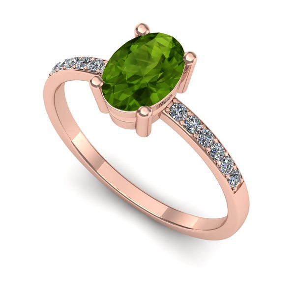 Inel logodna din aur roz cu peridot