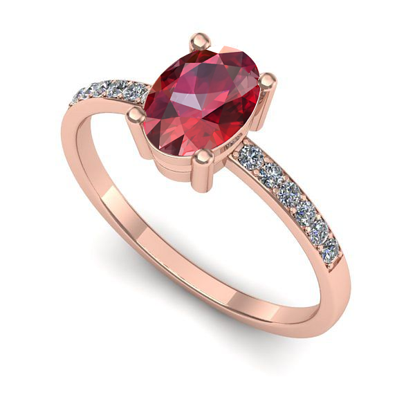 Inel de logodna din aur roz cu rubin