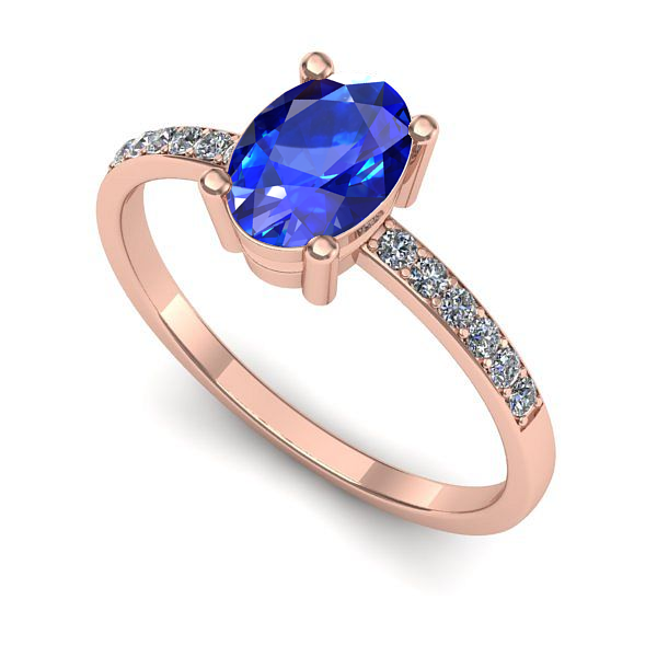 Inel logodna din aur roz cu safir