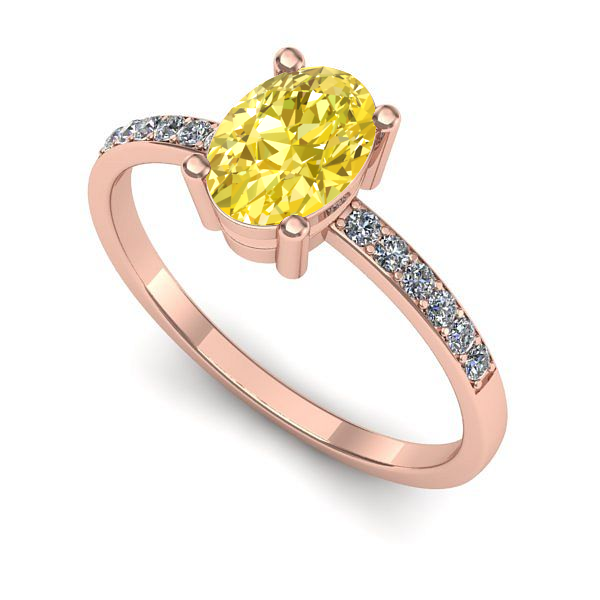 Inel de logodna din aur roz cu safir galben