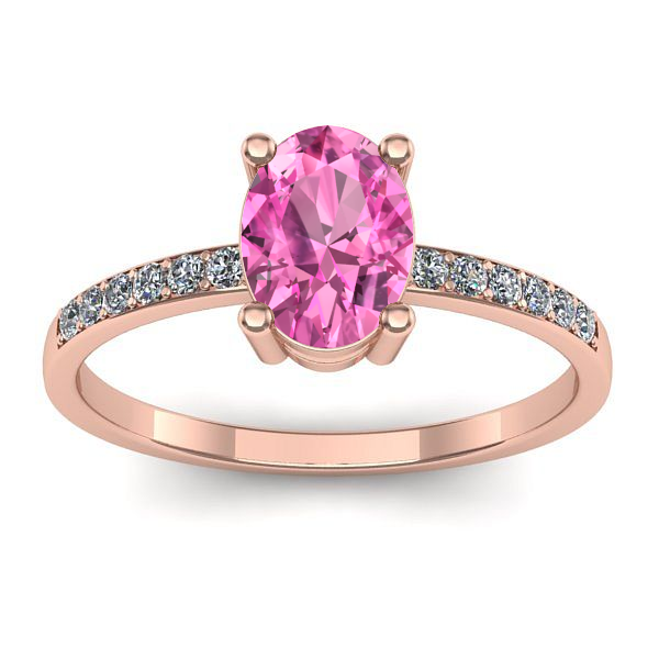 Inel logodna cu safir roz oval