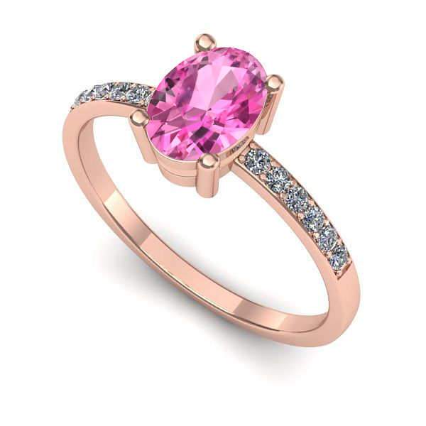 Inel din aur roz cu safir roz