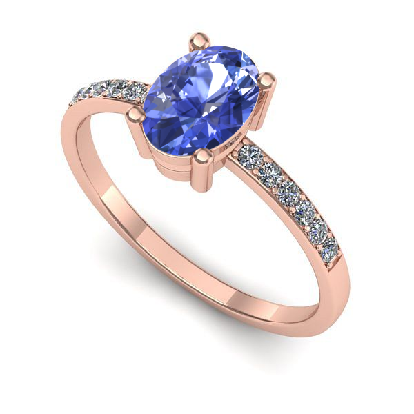 Inel de logodna din aur roz cu tanzanit