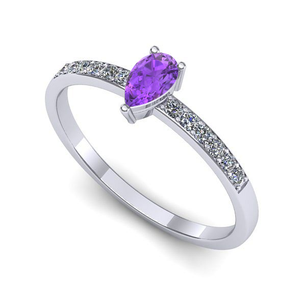 Inel logodna din aur alb cu ametist