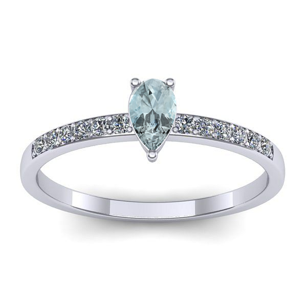 Inel cu aquamarin lacrima