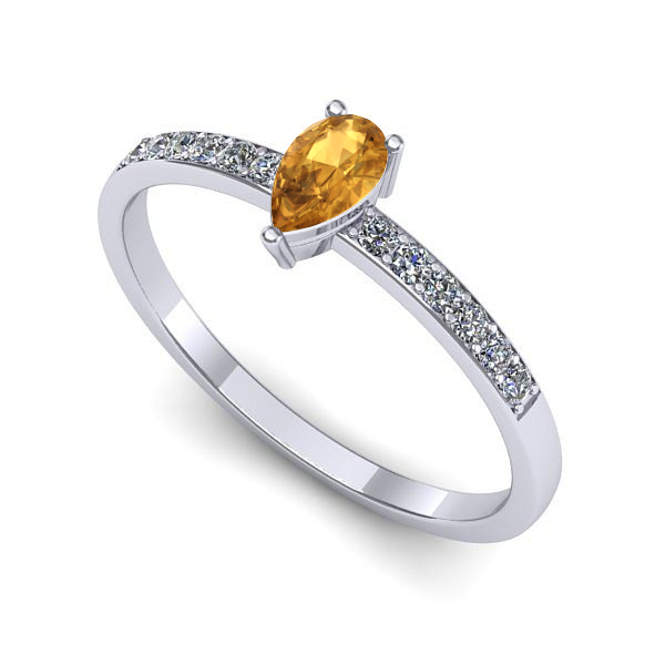 Inel din aur alb cu citrin