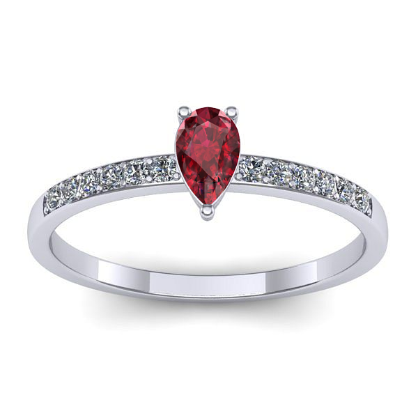 Inel logodna cu rubin lacrima