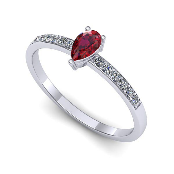 Inel de logodna din aur alb cu rubin