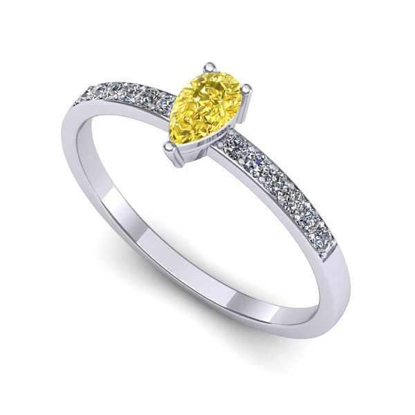 Inel de logodna din aur alb cu safir galben