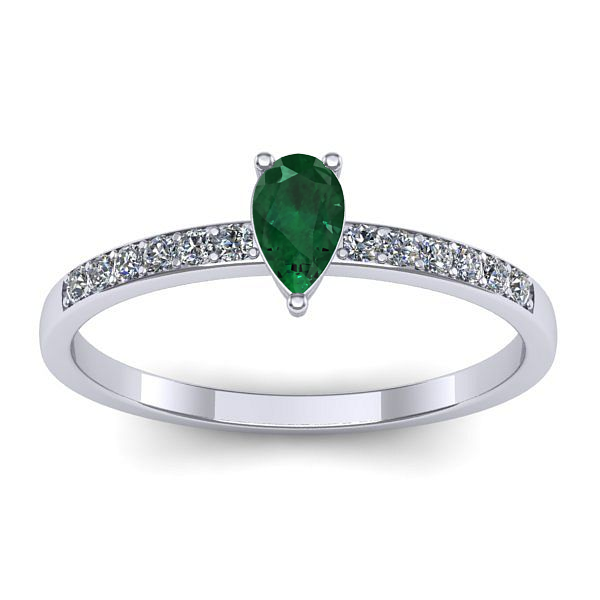 Inel logodna cu smarald lacrima