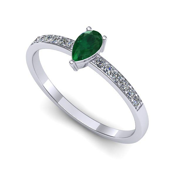 Inel din aur alb cu smarald