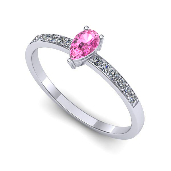 Inel din aur alb cu safir roz