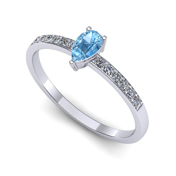 Inel din aur alb cu topaz blue